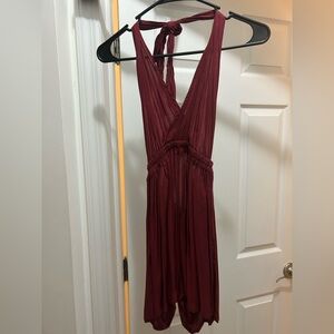 Burgundy Halter Cover Up Dress